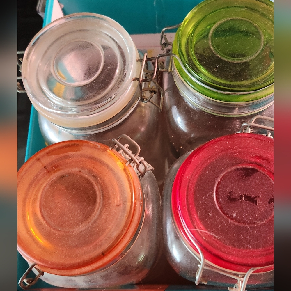 Set of 6 Colorful Glass Storage Jars